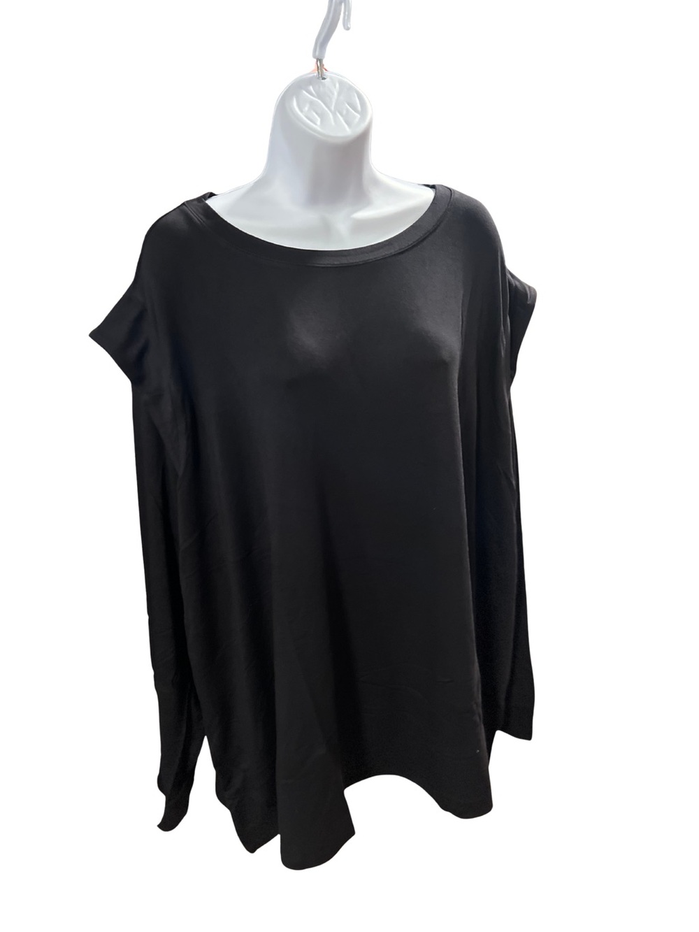 AnyBody Long Sleeve Top with Overlay Sleeve Detail Women Black Sz 4X Blouse